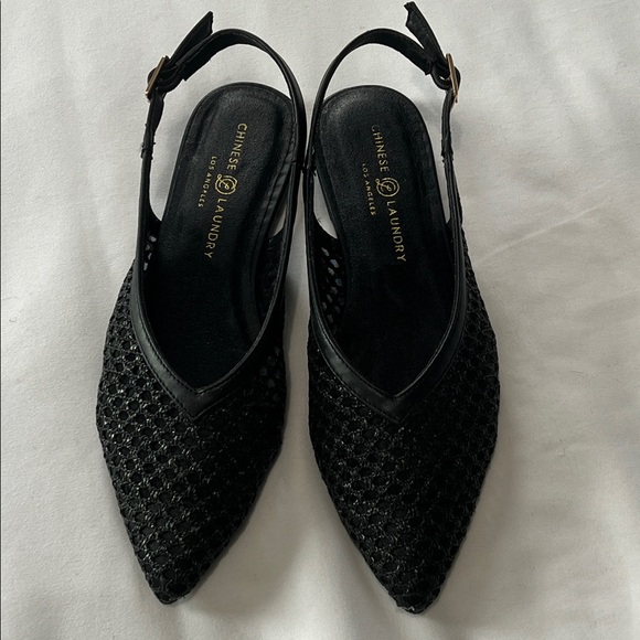 Chinese Laundry Black Mesh Slingback Flats - Picture 1 of 6
